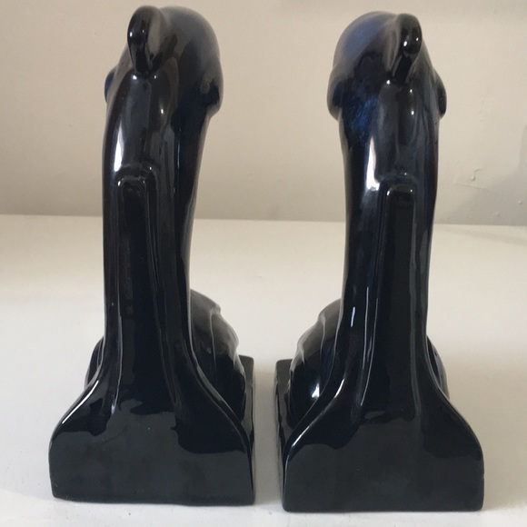 Blue Mountain Pottery Dolphin Bookends Cobalt Blue - Picture 2 of 12